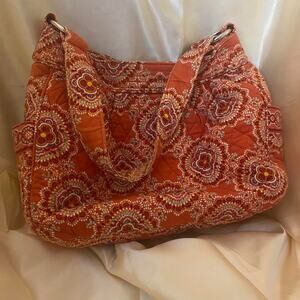 Vera Bradley Paprika Orange Quilted Shoulder Bag Purse magnetic enclosure